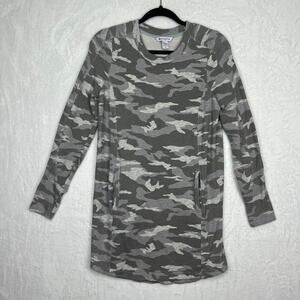 Athleta Balance Dress Camo Lux Grey Small Long Sleeve Sweater Dress Soft Casual